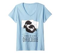 Femme Chemise De La Nuit Officielle Pyjama Orca Baleine Orque T-Shirt avec Col en V