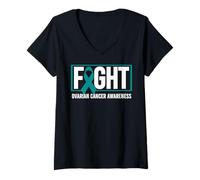 Femme Chemise de Lutte Contre Le Cancer de l'ovaire T-Shirt avec Col en V