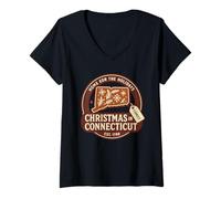 Femme Chemise de Noël dans Le Connecticut en Famille Cookie Mignon T-Shirt avec Col en V