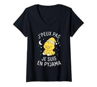 Femme Chemise De Nuit Dodo flemme Je Peux Pas Je suis en Pyjama T-Shirt avec Col en V