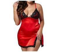 Femme Chemise De Nuit Grande Taille,Nuisettes en Dentelle Lingerie Sexy + Culotte Robe Fronde Lingerie Femme Sexy éRotique Tentation Perspective Underwear Pyjamas