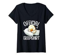 Femme Chemise de Nuit Officielle Canard Lazy Napper Pyjama de Nuit T-Shirt avec Col en V