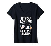 Femme Chemise de Nuit Penguin If You Love Me Let Me Sleep Penguins T-Shirt avec Col en V