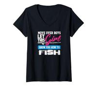 Femme Chemise de pêcheur Fille Move Over Garçons Fille Montrer Comment pêcher T-Shirt avec Col en V