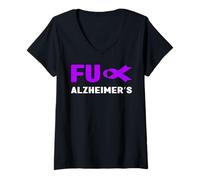 Femme Chemise de Sensibilisation à la maladie d'Alzheimer FU - Sensibilisation à la démence FU T-Shirt avec Col en V