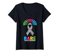 Femme Chemise de Sensibilisation aux Maladies rares - Journée des Maladies rares 2026 T-Shirt avec Col en V