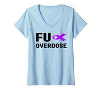 Femme Chemise de Sensibilisation aux surdoses FU - Sensibilisation à la toxicomanie T-Shirt avec Col en V