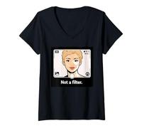 Femme Chemise de Sensibilisation Humour sans Filtre Vitiligo T-Shirt avec Col en V