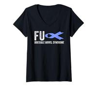Femme Chemise de Sensibilisation IBS - FU IBS Syndrome du côlon Irritable T-Shirt avec Col en V