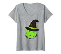 Femme Chemise de sorcière de Pickleball Amusante pour Halloween « I Serve Wicked Dinks » T-Shirt avec Col en V