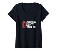 Femme Chemise de Voyage Amusante London is Calling and I Must Go T-Shirt avec Col en V
