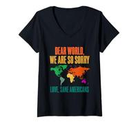 Femme Chemise Dear World We Are So Sorry pour Américains T-Shirt avec Col en V