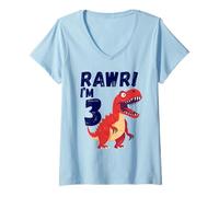 Femme Chemise Dinosaure, T-Rex, Dinosaure, Chemise d'anniversaire, frère, sœur T-Shirt avec Col en V