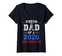 Femme Chemise diplômée « Proud Dad of 2026 » pour diplômé Senior 26 T-Shirt avec Col en V