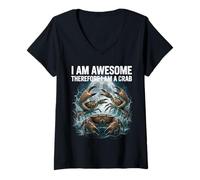 Femme Chemise drôle de Crabe I Am Awesome Ocean Meme pour Les Chasseurs de crabes T-Shirt avec Col en V