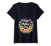 Femme Chemise florale tournesols pour maman, grand-mère, bonne fête des mères T-Shirt avec Col en V