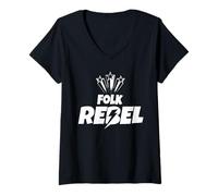 Femme Chemise folk rebelle pour les amateurs de musique folklorique | Folk T-Shirt avec Col en V