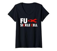 Femme Chemise FU drépanocytose - Sensibilisation à l'anémie falciforme FU T-Shirt avec Col en V