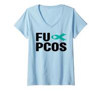 Femme Chemise Fu PCOS - Chemise de Sensibilisation au SOPK, Sensibilisation au PCOS T-Shirt avec Col en V