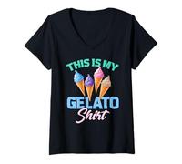 Femme Chemise Gelato Funny My Gelato Lover Ice Cream T-Shirt avec Col en V