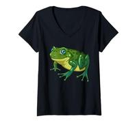 Femme Chemise Grenouille Grande Belle Grenouille Verte géniale Grenouille Heureuse T-Shirt avec Col en V