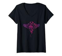 Femme Chemise hawaïenne hawaïenne motif raie manta hawaïenne T-Shirt avec Col en V