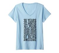 Femme Chemise Humoristique pour 36e Anniversaire Vieux mètre drôle 36 Ans Cadeaux T-Shirt avec Col en V