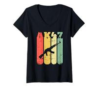 Femme Chemise Kalachnikov Vintage AK-47 T-Shirt avec Col en V