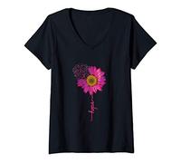 Femme Chemise Maladie de Sensibilisation au Cancer du Sein T-Shirt avec Col en V