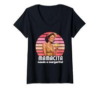 Femme Chemise Mamacita Needs A Margarita pour Femme, Mamacita Margarita T-Shirt avec Col en V