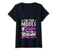 Femme Chemise Middle Sister I'm The Reason We Have Rules T-Shirt avec Col en V