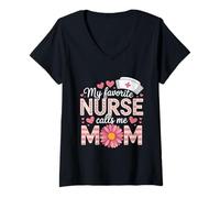 Femme Chemise « My Favorite Nurse Calls Me Mom » pour la fête des mères T-Shirt avec Col en V