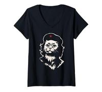 Femme Chemise pour chat Che Guevara Rebel Kitty Parody Revolution T-Shirt avec Col en V