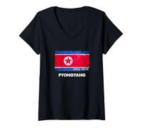 Femme Chemise Pyongjang Corée du Nord T-Shirt avec Col en V