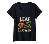 Femme Chemise Qui Dit Leaf Blower on It T-Shirt avec Col en V