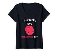 Femme Chemise Raspberry Fruit I Love Framboises Raspberry Lover T-Shirt avec Col en V
