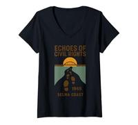 Femme Chemise rétro Echoes of Civil Rights Selma 1965 March Alabama T-Shirt avec Col en V