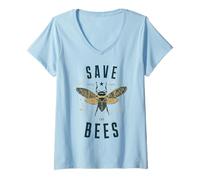 Femme Chemise rétro Save The Bees Apiculteur Apiary Jour de la Terre T-Shirt avec Col en V