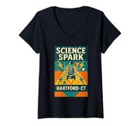 Femme Chemise rétro Science Spark Rocket STEM Hartford Festival CT T-Shirt avec Col en V