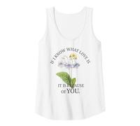 Femme Chemise romantique avec citation florale avec papillon et jacinthe des bois Débardeur