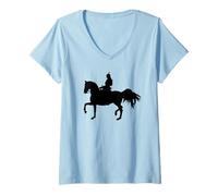Femme Chemise Samouraï Guerrier sur Cheval Japonais T-Shirt avec Col en V