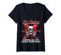 Femme Chemise squelette Gen X Badass Generation Funny Gen X Est 1969 T-Shirt avec Col en V