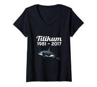 Femme Chemise Tilikum Save The Orca Killer Whale Gratuite T-Shirt avec Col en V