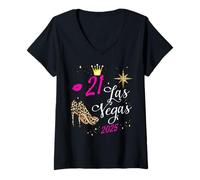 Femme Chemises de voyage pour filles de Las Vegas 2025 C'est mon équipe de 21e anniversaire T-Shirt avec Col en V