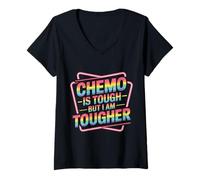 Femme Chemo is Tough But I Am Tougher Fighter Mindset Cancer - T-Shirt avec Col en V
