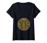 Femme Chêne sacré druide Celtique mythologie de la forêt T-Shirt avec Col en V