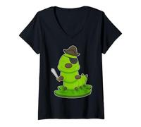 Femme Chenille Pirate Épée T-Shirt avec Col en V