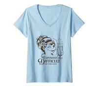 Femme Cher Difficile et Parler en arrière Style Vintage Mignon T-Shirt avec Col en V
