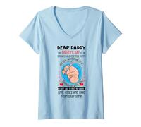 Femme Cher papa, la prochaine fête des pères, je serai blottie avec toi T-Shirt avec Col en V