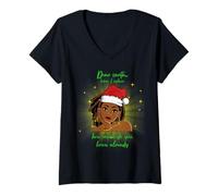 Femme Cher Père Noël, Avant Que Je ne t'explique à Quel Point tu Sais déjà Amusant T-Shirt avec Col en V